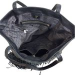 Steven By Steve Madden Black Leather Fringe Boho Tote Shoulder Bag 18x13x4.5 Photo 6