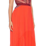 Three Floor NWT  True Formal Bustier Midi Dress 4 Red Orange Cocktail Event 1970s Photo 0