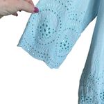 Rose & Rhyme Women Top 1X Light Blue Eyelet Embroidered Linen Blend Boho Cottage Photo 5