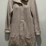 Merrell  Cable knit chunky long gray zippered button detail size Medium Cardigan Photo 0