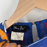 Vintage Diane Freis Abstract Patchwork Floral Knit Top Blue Striped Sheer Sleeve Size undefined Photo 1
