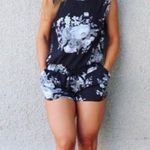 ALBION FIT  | Black & Grey Slate Floral Shorts Romper Rare S Photo 4