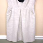 Lela Rose Women’s Taupe and Black Embroidered Top Silk Lined Dress Size 6 Photo 2