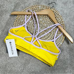 Athleta NWT  Chroma Cross Strap Bikini Top Swimsuit UPF 50+ Yellow Purple Size S Photo 5