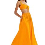 For Love & Lemons Clementine Orange Midi Skirt Set Womens M Photo 8