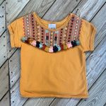 Anthropologie Chloe Oliver Yellow Embroidered Fringe Trim Top Size S Photo 0