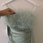 Mac Duggal NWT Strapless Feather Green Gown Photo 12