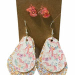 None Women's Glitter Unicorn‎ Earring Set Dangle And Studs Peach Set Vegan Leather Photo 0