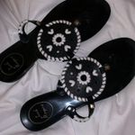 Jack Rogers Black And White Beaded Sandals  Photo 0