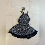 Urban Outfitters Ecote Halter Dress Womens Size XS Black White Lace Lined Stretch Fit & Flare Photo 12