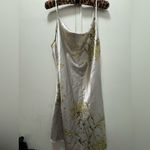 Floral Satin Cowl Neck Slip Dress XL Silver Photo 6