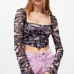 Urban Outfitters Black Purple Persephone Mesh Corset Top Photo 0