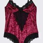 Red velvet Teddy lingerie top black lace Size L Photo 5