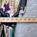 ECI New York Silk Dress Size 4 Green Purple Paisley Beaded Empire Waist Retro Photo 6