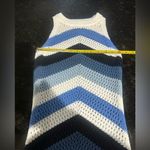 Young Fabulous and Broke  crochet Chevron Maxi Dress Blue/White Sz S Beach Vacation Photo 3