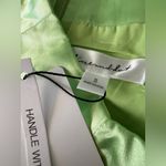 Line and Dot  $98 Asymmetrical Lime Neon Green Satin Mini Skirt Y2K Resort Vacation Photo 4