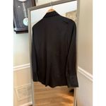 Olia Women’s Small Blouse Black Low Cut Plunging Neckline Satiny Relaxed Fit Black Photo 4