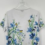Links blouse size M notched V neck yellow bird novelty print blue white floral Size M Photo 3