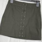 EXPRESS Dark Green Lace Front A Line Mini Skirt Military Army Size 00 Photo 2