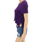 VINTAGE Teddi of California SMALL Purple Petite Crinkle Crop Top Photo 3