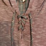 Hem & Thread  womens lace up lightweight hoodie red M Photo 1