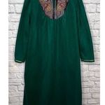 Vintage Carriage Court 1/2 Zip Housecoat Robe Muumuu Gown M Green Embroidered Size M Photo 0