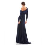 Mac Duggal Beaded Cuff Drop Shoulder Wrap Style Gown Dress 12231 Navy Photo 3