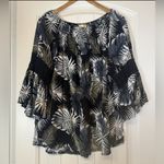Studio West  Black and White Tropical Print Blouse Photo 1