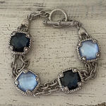 Judith Ripka Sterling Silver Hematite Doublet Diamonique Toggle Bracelet Photo 0