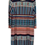 Eliza J Dress Mini Stretch Knit Geometric Print Stripe Crewneck 3/4 Sleeve 16 Photo 0