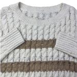 Anthropologie PILCRO Striped Cable Knit Long Sleeve Sweater Cream Brown Women XS Photo 5