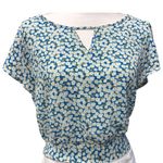 Iz Byer  Floral, Ditsy Daisies Back Tie Keyhole‎ Neck Cropped Floral Size M Photo 0