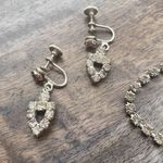 The Vintage Shop 1960’s RHINESTONE cuff Bracelet NECKLACE screw back Earrings set stunning Photo 4