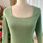 ZARA  Skater Ribbed Knit Long Sleeve Mini Dress in Light Green Photo 4