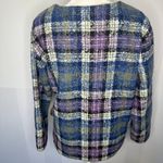 Emin & Paul Anthropologie Plaid Blue Purple Tweed Pullover Sweater Small Photo 3