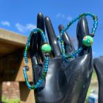 Green/Blue floral necklace set Photo 2