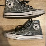 Converse  Silver Sequin High-Top Sneakers Womens sz6 Photo 3
