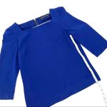 ZARA  Blue Puff Shoulder 3/4 Blouse Zip Back Photo 6