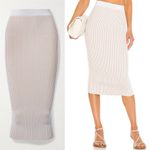 ANINE BING Julian Ribbed Knit Pencil Stretch Fitted Skirt in Ivory Cream Photo 4