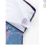 #0030 Chama Plus Size V Neck Swimsuit Sexy Mesh Tankini with Boyshorts Blue Photo 6