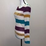 Derek Heart striped sequined large keyhole back top Photo 2