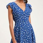 Lulus Royal Blue floral Skater Dress Photo 0