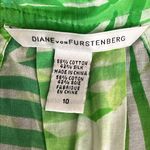 Diane Von Furstenberg  tunic, thin cotton beach cover, green leaves print, sz 10 Photo 6