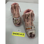 Womans Chunky Ankle Boots Pink Us 11 Eu 42 Front Zip Embellished Photo 2