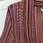 Vintage Sharon Young Purple and Green Striped Cardigan Size L Photo 4