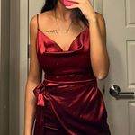 Lucy in the Sky Red Satin Mini Dress Photo 0