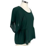 Haute society Flutter Sleeve Blouse Dark Green Short Sleeve Size Small Photo 2
