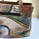 Anuschka  Hand Painted Leather Shoulder Bag Butterfly Floral Art Purse Photo 11