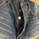 Abercrombie & Fitch dark wash light distressed/whiskered high rise festival shor Photo 4