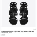 Saint Laurent Paris Nu Pieds Fringe & Studded Black Sandals Photo 1